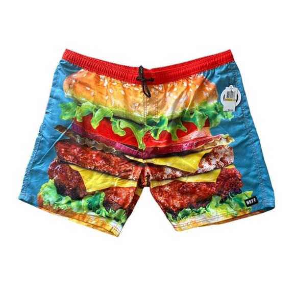Neff Men's Cheeseburger Hot Tub Swim Trunks New with Tags 4XL - Picture 2 of 5